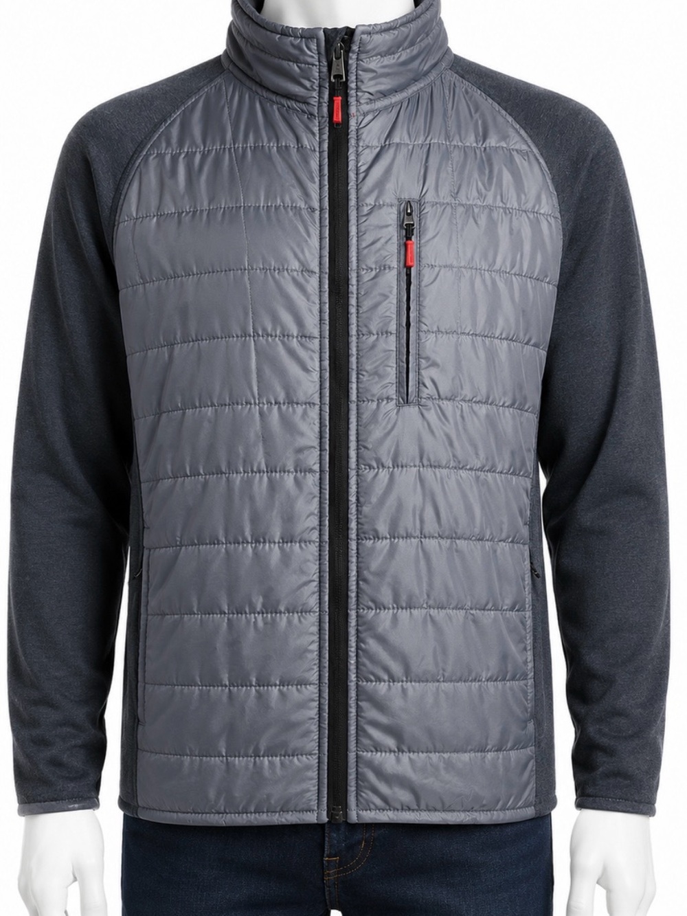 Orvis Men's Quilted Mixed Media Jacket in Gray Large